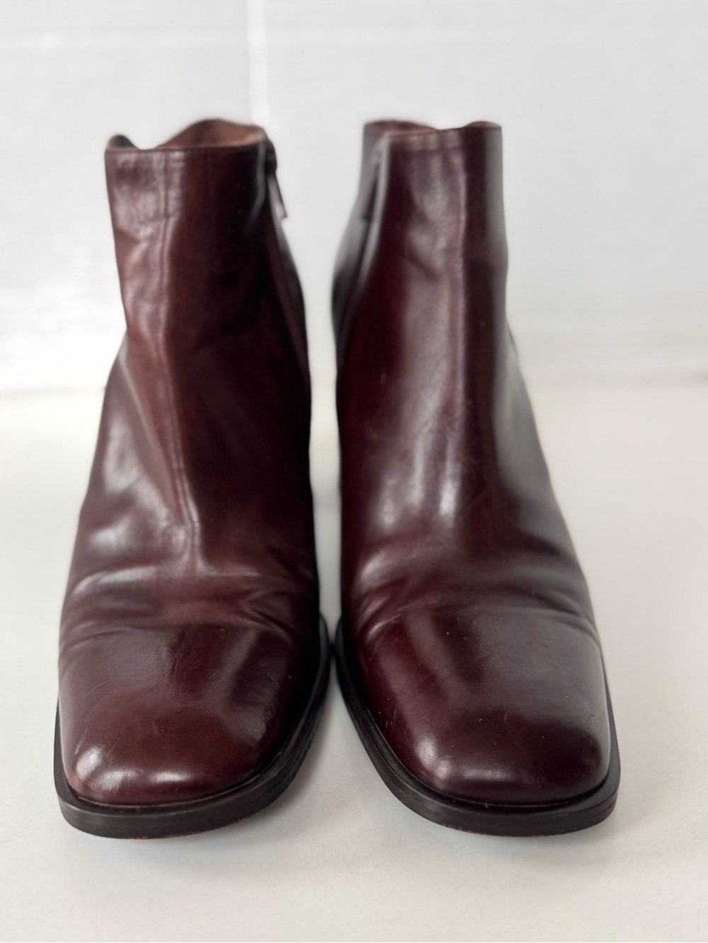 Vintage 90s Y2K VIA SPIGA Brown Square Toe Block Heel Ankle Boots Size 9.5 - Picture 3 of 11